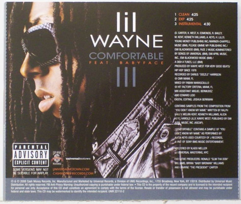 Lil Wayne Comfortable Feat Babyface Clean Vinyl Records And Cds